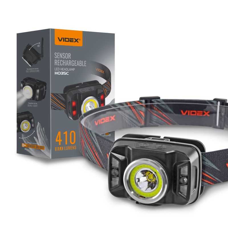 Lanterna LED profesionala, de cap, 5W, cu senzor de prezenta, 410lm, Videx