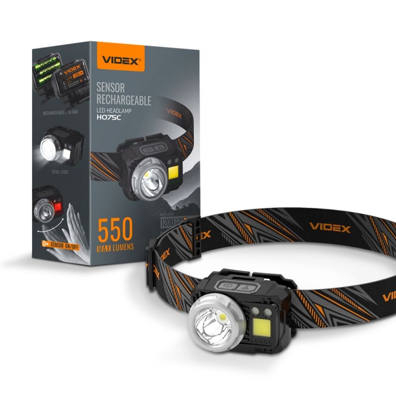 Lanterna LED profesionala, de cap, 5W, dual, cu senzor de prezenta, 550lm, Videx